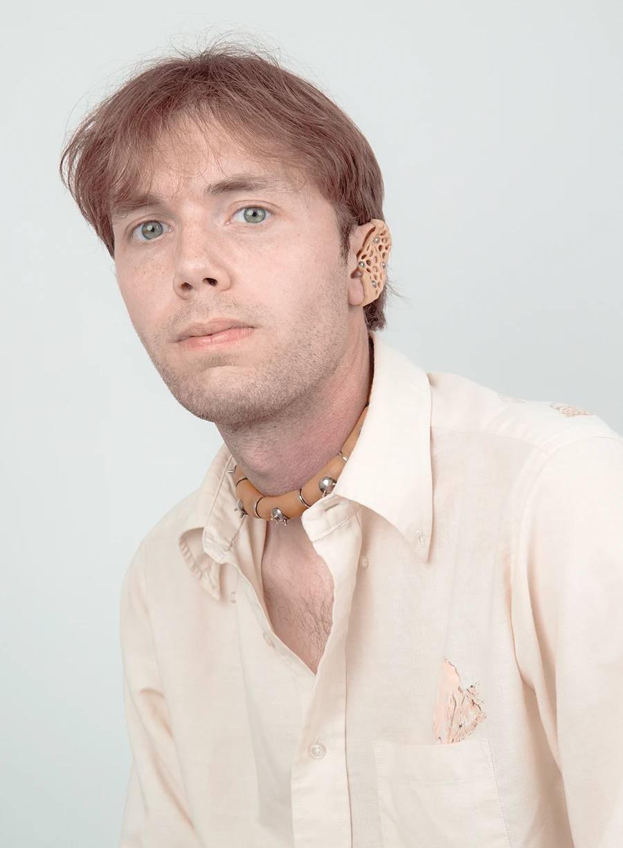 Portrait of Colin Smith wearing his jewellery